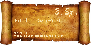 Bellán Szigfrid névjegykártya